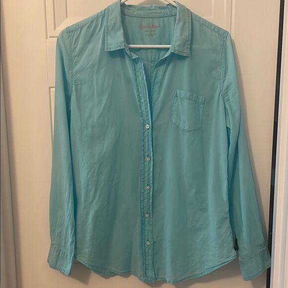 Lilly Pulitzer Light Blue Button-Up Shirt - Picture 1 of 6